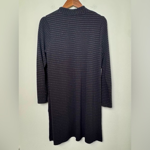 J.Jill Luxurious Wearever Ottoman-Knit Open-Front Cardigan Duster Black/Silver M - Picture 6 of 13